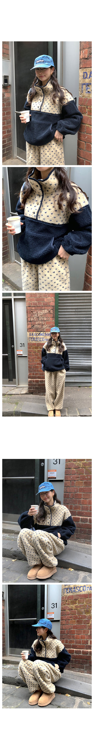 (2 colors) Dot Fleece Pants