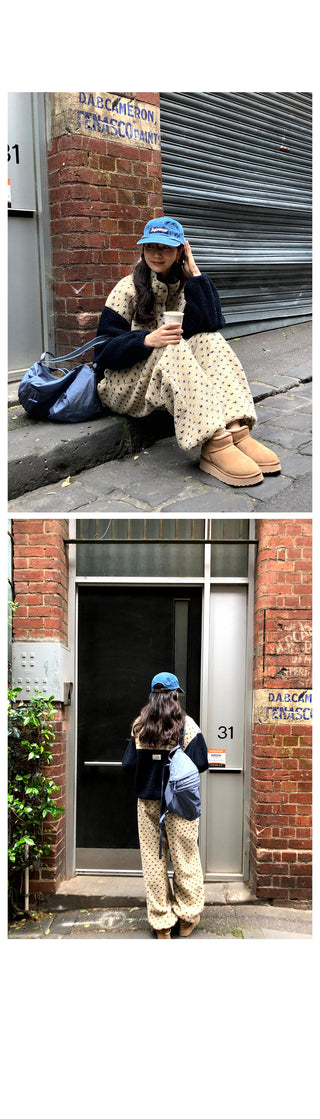 (2 colors) Dot Fleece Pants