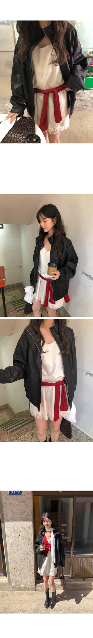 Oversized leather blouson