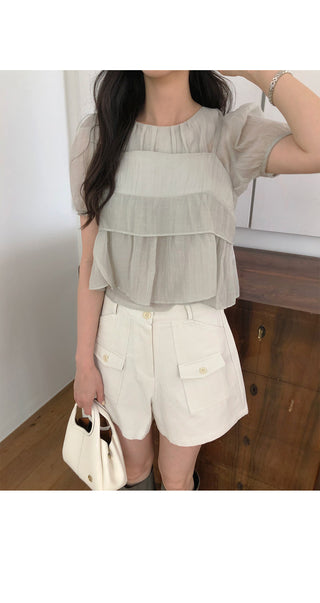 [2 colors] Meriel Sleeveless Set Blouse