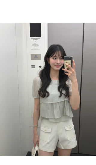 [2 colors] Meriel Sleeveless Set Blouse