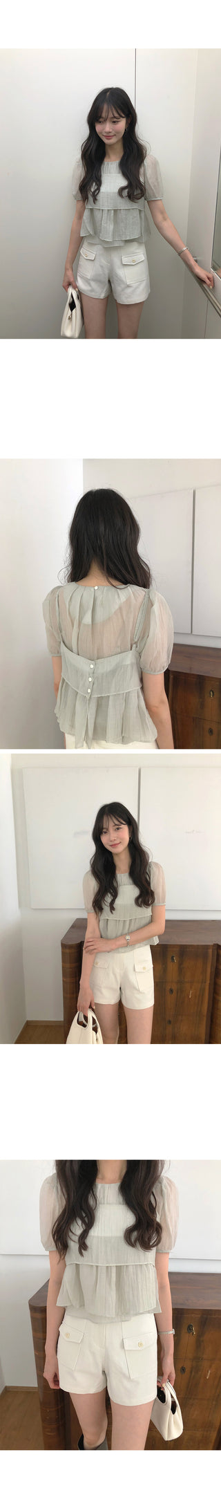 [2 colors] Meriel Sleeveless Set Blouse