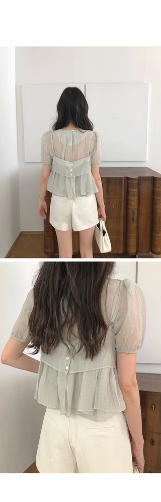 [2 colors] Meriel Sleeveless Set Blouse