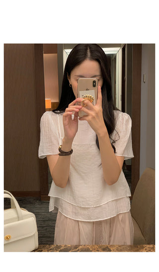 Bustier layered blouse in 2 colors!