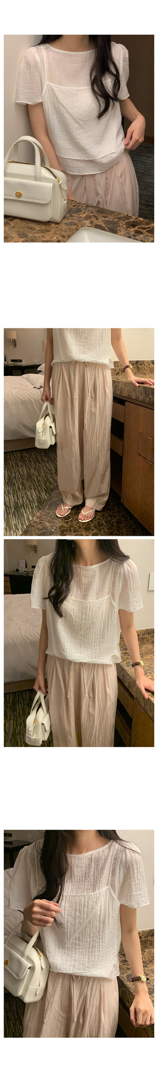Bustier layered blouse in 2 colors!