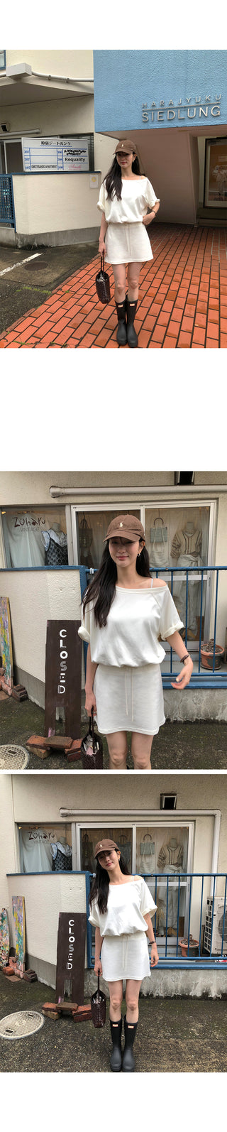 [2 colors] One-shoulder dress