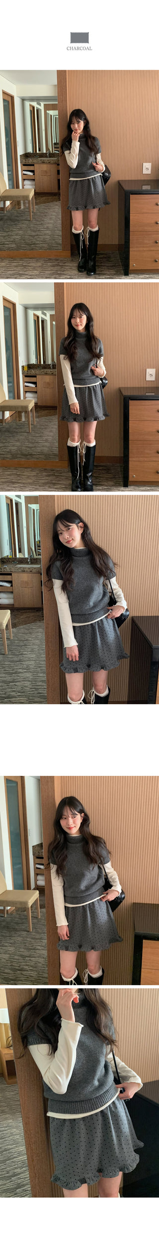 (2 colors) Polka dot frill mini skirt