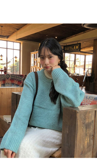(11 colors) Round neck loose fit knit