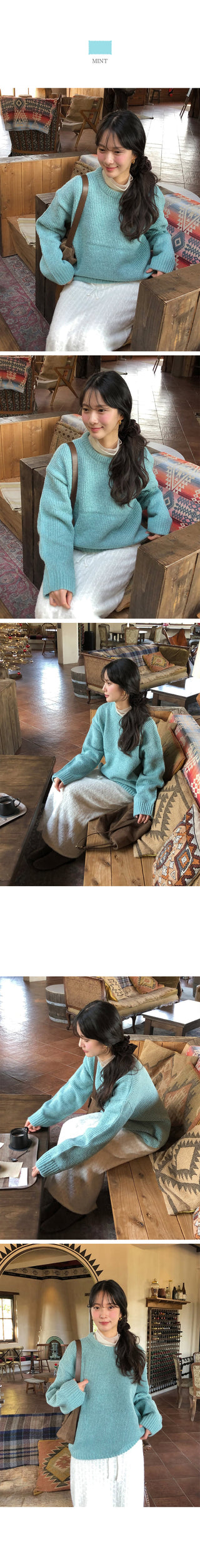 (11 colors) Round neck loose fit knit