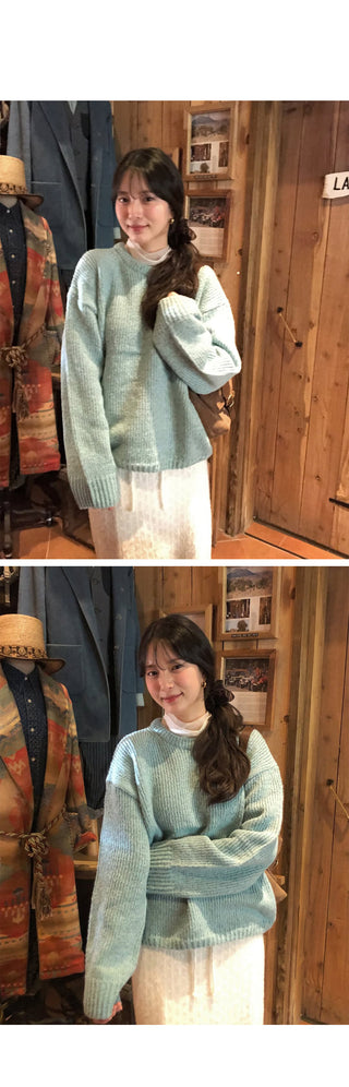 (11 colors) Round neck loose fit knit