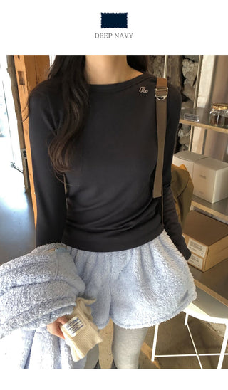 (2 colors) Boat neck T-shirt