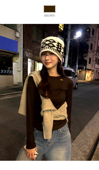 (2 colors) Boat neck T-shirt