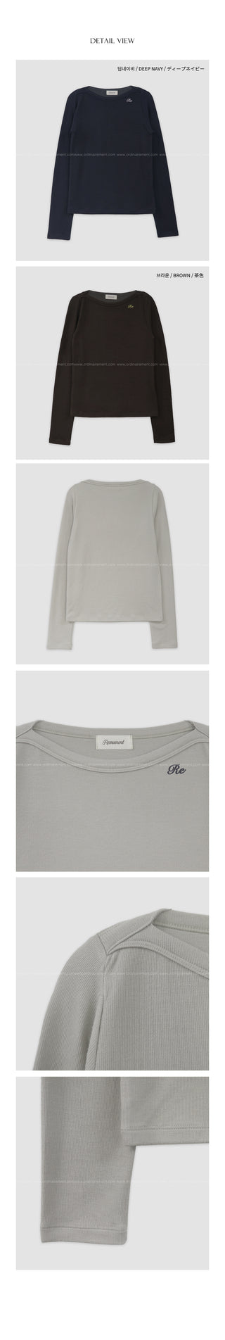 (2 colors) Boat neck T-shirt