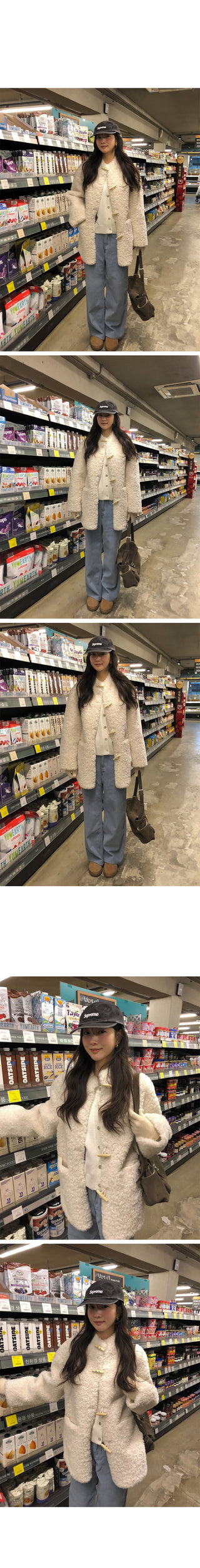 Duffle Button Fur Mouton Coat