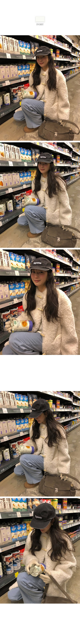 Duffle Button Fur Mouton Coat