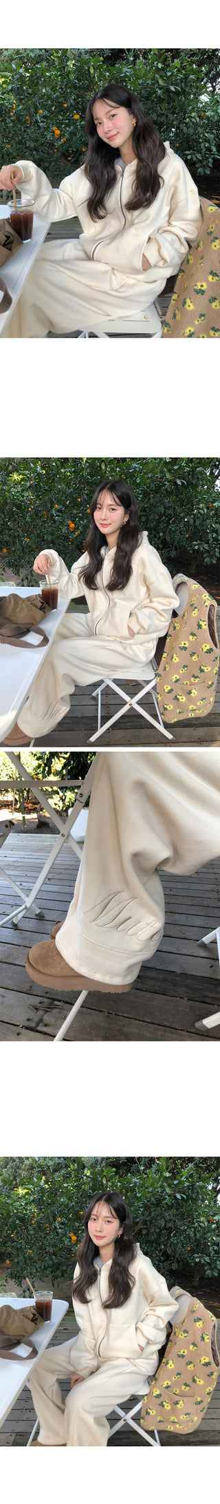 (2 colors) Brushed back lettering 2-way jogger pants