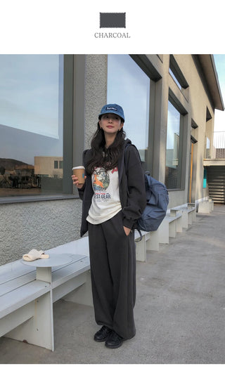 (2 colors) Brushed back lettering 2-way jogger pants