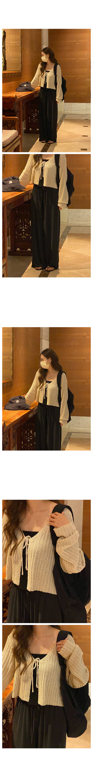 Ribbed drawstring cardigan