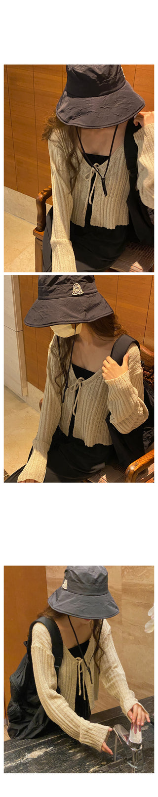 Ribbed drawstring cardigan