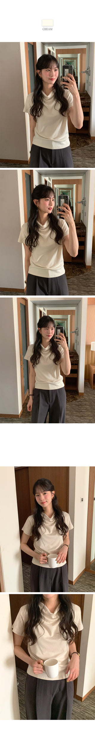 Drape short-sleeved T-shirt