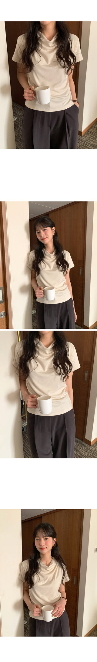 Drape short-sleeved T-shirt