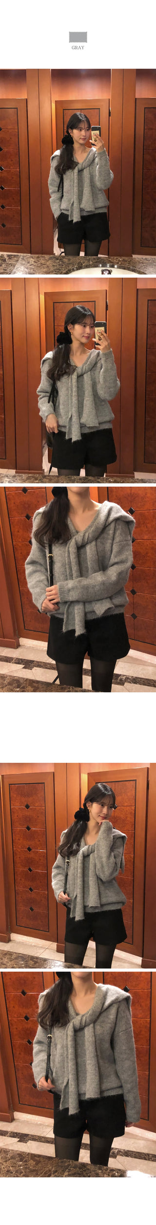 (set) (3 colors) Scarf knit set