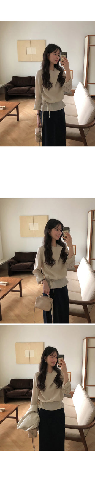 (3 colors) String Slit Skirt