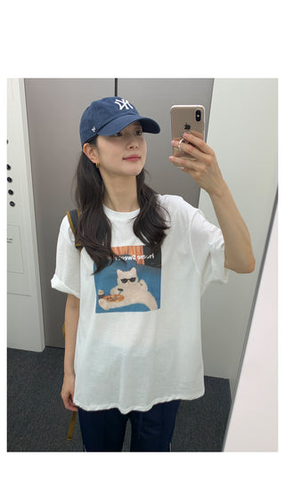 Kitchen Cat Oversized Short-Sleeved T-Shirt