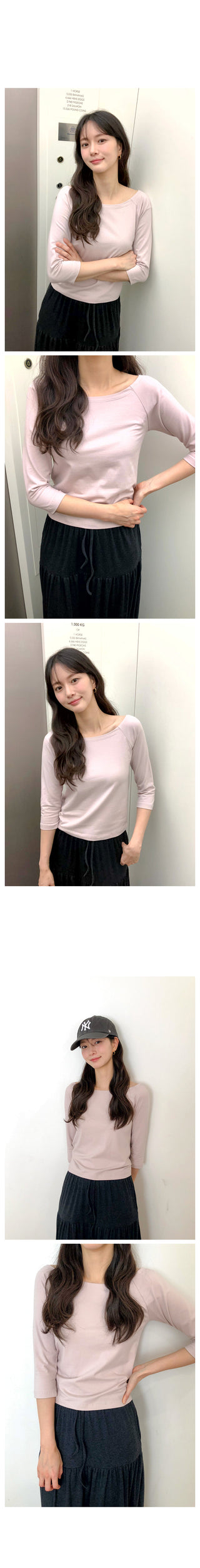 (5 colors) Boat neck T-shirt