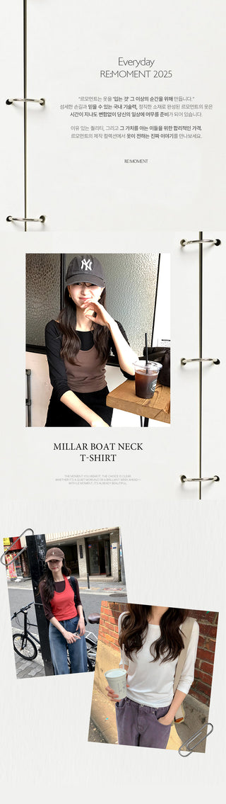 (5 colors) Boat neck T-shirt