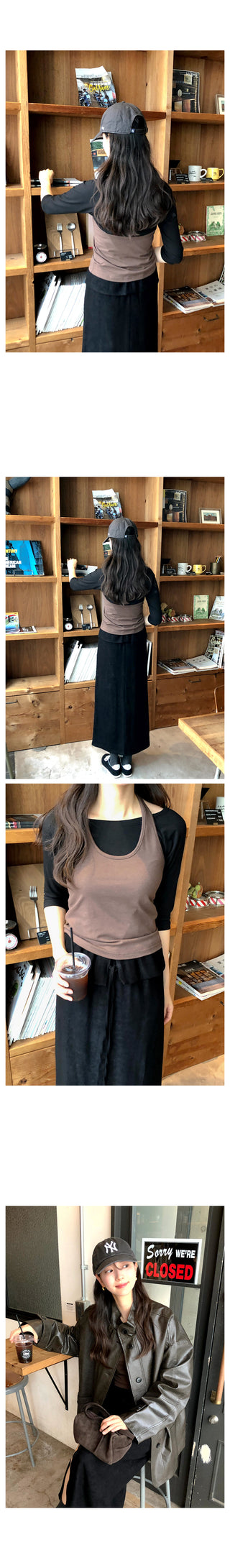 (4 colors) Halter neck layered camisole