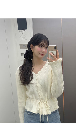 (2 colors) Angora Ribbon Cardigan