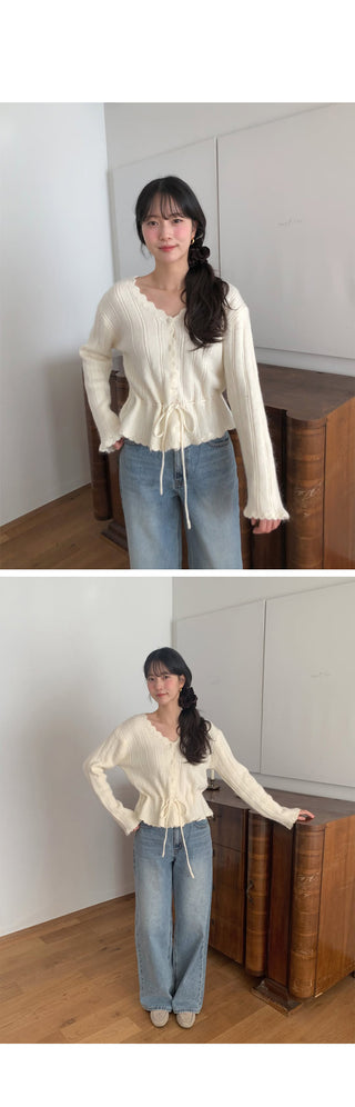 (2 colors) Angora Ribbon Cardigan