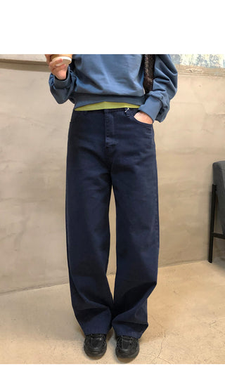 Straight denim pants