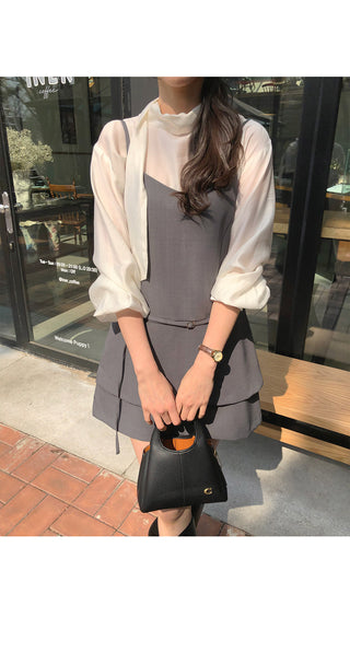(2 colors) Belted Mini Dress