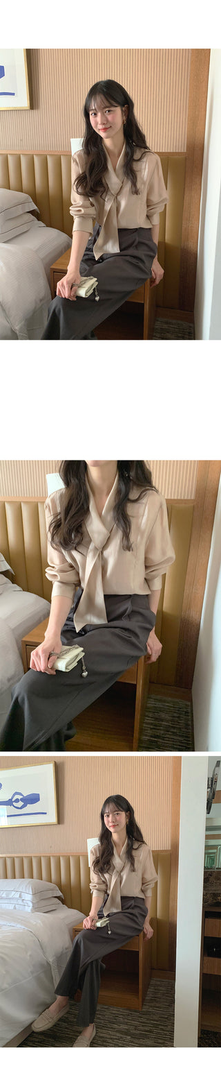 (3 colors) Tie blouse