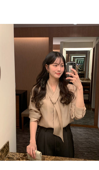 (3 colors) Tie blouse