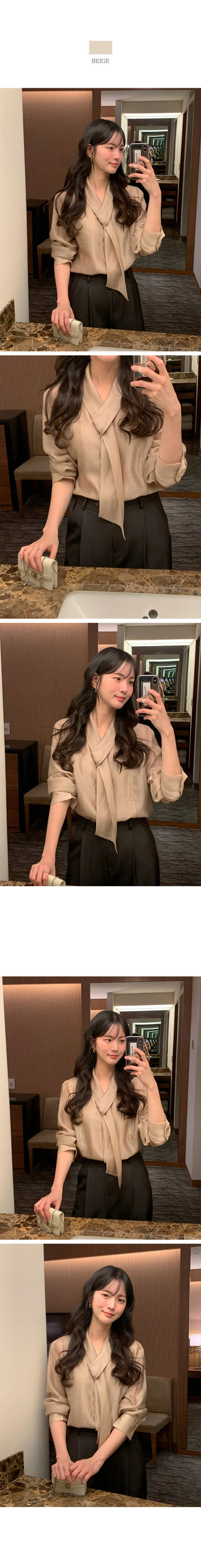 (3 colors) Tie blouse
