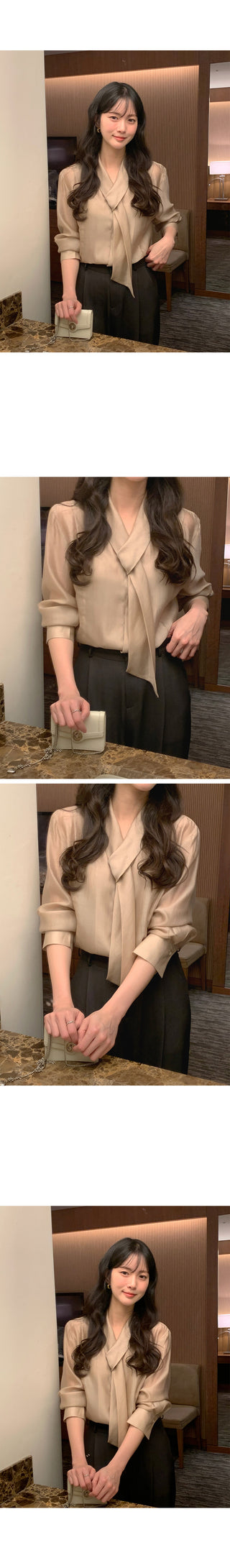 (3 colors) Tie blouse