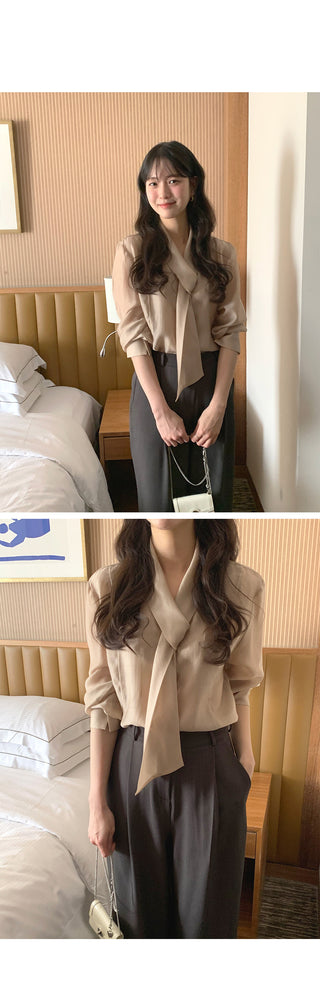 (3 colors) Tie blouse