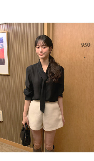 (3 colors) Tie blouse