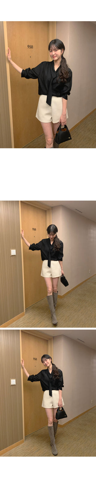 (3 colors) Tie blouse