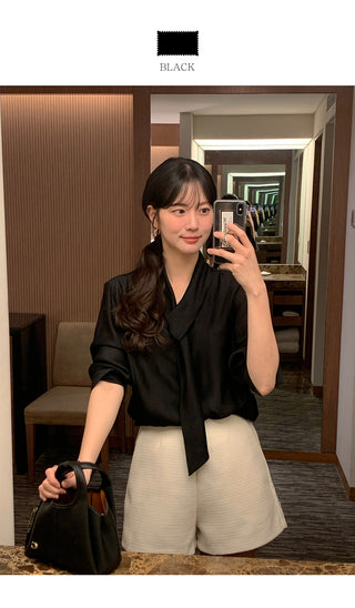 (3 colors) Tie blouse