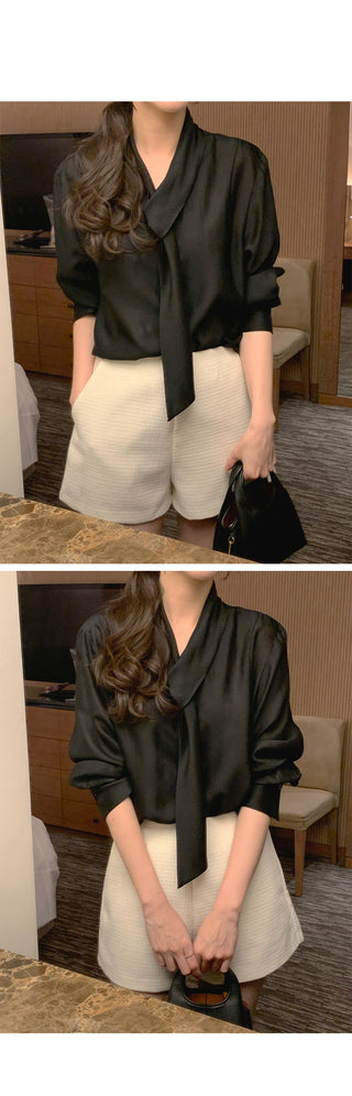 (3 colors) Tie blouse
