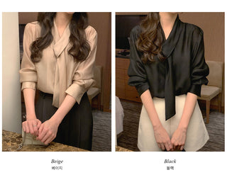 (3 colors) Tie blouse
