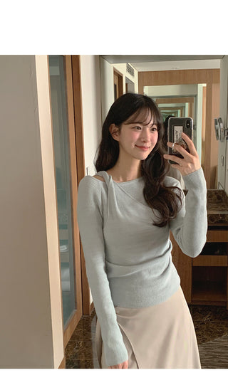 (4 colors) Twisted Layered Knit