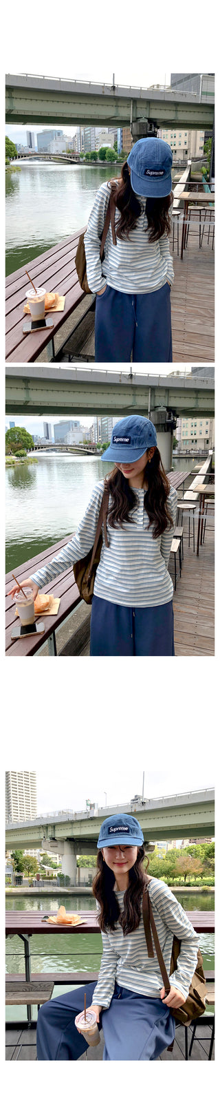 (2 colors) Striped Boat Neck T-Shirt