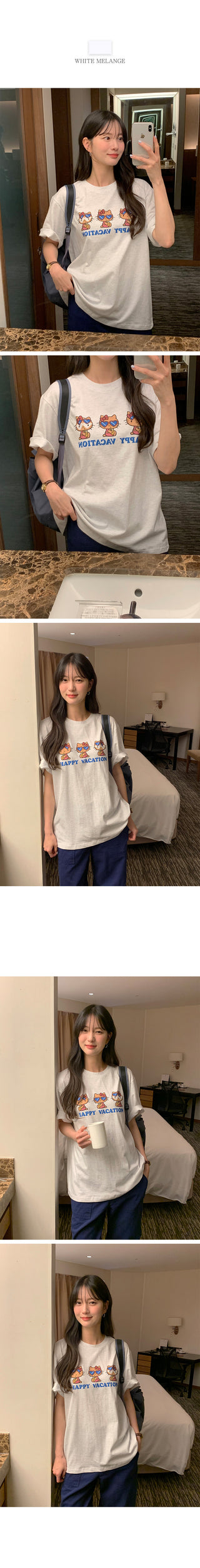[2 colors] Loose-fitting printed T-shirt
