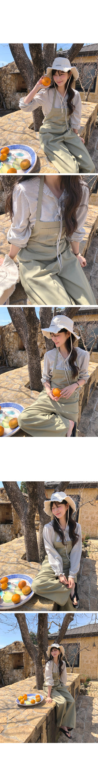 Checkered frill blouse