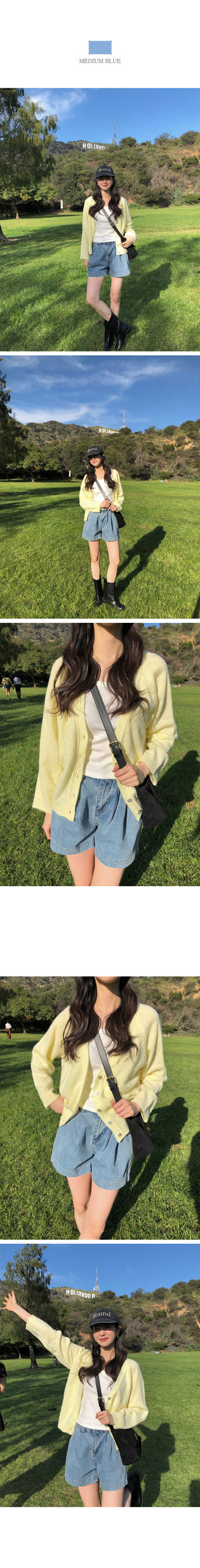 (4 colors) Pleated Short Denim Pants